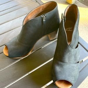 Dansko peek a boo black boot heels
